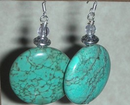 Beautiful Turquoise And White Topaz Beads Earrings - £16.58 GBP