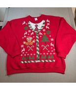 NuBlend 2XL Ugly Christmas Sweater Red Holiday Graphic Pullover Sweatshirt - $465.31 MXN