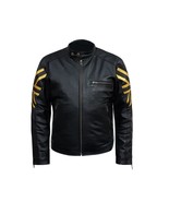 New Handmade Men&#39;s Black UK Flag Leather Jacket - $169.99