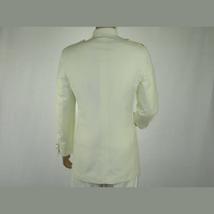Mens Apollo  King  Banded Collarless suit Chinese Mandarin Wide leg AG97 Ivory image 6