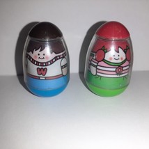 Vintage 1973 Hasbro Weeble&#39;s Wobble Red Head Girl &amp; Brunette Boy Brother... - £11.87 GBP
