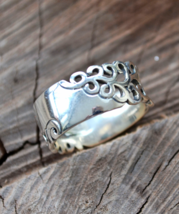 sterling silver band, wide silver band, adjustable band, sterling silver... - $24.99