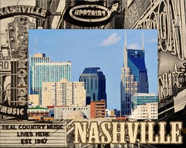Nashville Tennessee Laser Engraved Wood Picture Frame Landscape (3 x 5) - £20.35 GBP