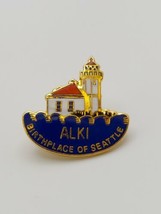 Alki Birthplace of Seattle Washington Vintage Enamel Pin Lighthouse - $19.60