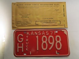 *Unused* LICENSE PLATE Truck Tag 1971 KANSAS GH 1898 Graham County [Z261] - £29.28 GBP