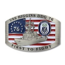 USS HIGGINS DDG-76 BENNINGTON FLAG   3&quot; BELT BUCKLE - £39.22 GBP