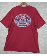 Lucky Brand Mens Sz L T-Shirt Tee Red  Made in USA Casual Screen Print - $17.32