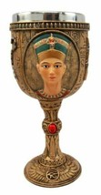 Ebros Ancient Egyptian Nefertiti Wine Goblet In Hieroglyphic Design 6oz 7&quot;H - £19.15 GBP