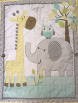 Garanimals Baby Blanket Crib Quilt Giraffe elephant Owl Gray Yellow - £15.92 GBP