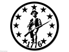 1776 Minute Man White 4&quot; Helmet Toolbox Usa Made Sticker Decal - £13.62 GBP