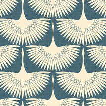 Denim Blue Feather Flock Removable Peel And Stick Wallpaper By Tempaper X - £35.33 GBP