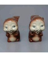 VTG Pair of Squirrel Figurines Ceramic Pottery Cartoon Hand Painted in G... - $17.85