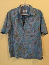 HAWAII Brand Hawaiian Islands Blue Floral Tunic Shirt Men&#39;s No Size Tag USA - $20.57