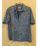 HAWAII Brand Hawaiian Islands Blue Floral Tunic Shirt Men&#39;s No Size Tag USA - £16.17 GBP