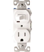 NEW COOPER TR274W WHITE COMBINATION TOGGLE LIGHT SWITCH &amp; RECEPTACLE 850... - £21.77 GBP