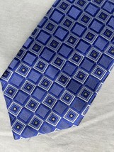 Daniel Cremieux Tie Blue &amp; Silver Squares 100% Silk USA Made - $10.00