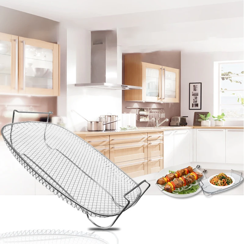 Steamed Fried Filter Shelf Serving Stainless Steel Barbecue Net Rack Kitchen Mul - £210.83 GBP