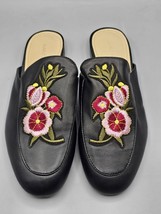 Womens Marc Fisher Floral Embroidered Black Leather Mule - Wrangler 3, Size 7.5 - £25.84 GBP