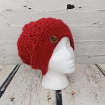 Duncan Street Designs One Size Twisted Cable Hand Crocheted Beanie Hat Barn Red - £19.73 GBP