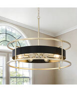 8-Light Modern Farmhouse Chandelier,31" Adjustable Metal Drum Pendant Light - $219.99