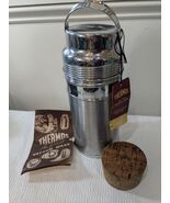 Vintage Thermos Vacuum ware glass cork stainless steel ribbed chrome #60... - $82.00