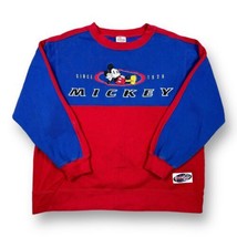 Vintage The Disney Store Mickey Mouse Blue &amp; Red Color Block Sweatshirt Sz Large - £35.49 GBP
