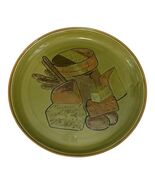 Vintage Los Angeles Potteries Cheese Platter Plate 14.5&quot; Green USA #505 - $181.96 MXN
