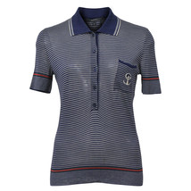 Gucci Striped Knit Polo Shirt In Silk Women Blue S - $246.05