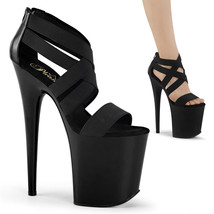 Sexy Black Platform 8&quot; High Heel Stripper Platform Criss Cross Closed Back Shoes - £59.10 GBP