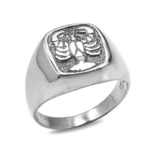 Sterling Silver Cancer Mens Zodiac Sign Ring - £39.14 GBP