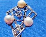 Earth mind Diamond Art Deco Gatsby era Pin Antique Pearl Filigree 14k Wh... - $1,325.25