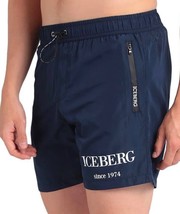 Iceberg  Blue White Logo Trim Men&#39;s Swim Shorts Beach Athletic Size 3XL ... - £72.99 GBP