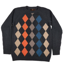 Toscano Wool Blend Long Sleeve Sweater Mens Medium Argyle Made in Italy - £13.88 GBP