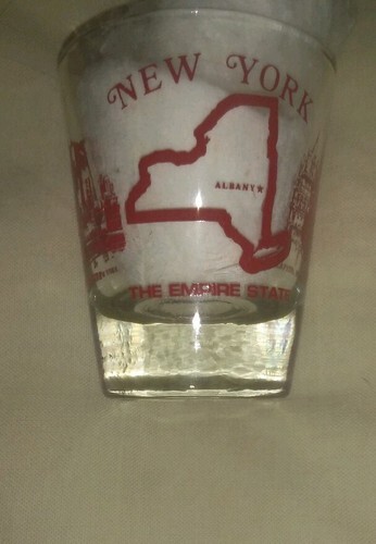 New York state Shot Glass Vintage 1984 red rare empire State Capital Building  Item image 3