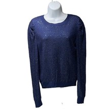 ALICE + OLIVA Sweater Blue Beaded Long Puff Sleeve Pullover Women&#39;s Size M - £71.17 GBP