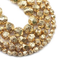Faceted Round 14 Gold Color Hematite Beads Natural Stone Spacer Loose Bead For J - £5.53 GBP+