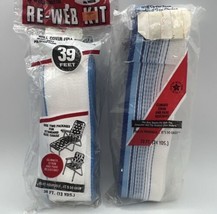 Lot 2 Wellington Re-Web Kit Lawn Chair Webbing 39&#39; Blue White Stripes 80s - $17.75