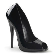 PLEASER Sexy Black Peep Toe 6&quot; High Heels Stilettos Pumps Shoes DOM212/B - £47.92 GBP