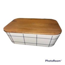 Hearth Hand Magnolia 45oz Grid Pattern Melamine Bento Food Storage Box Wood lid - £22.66 GBP