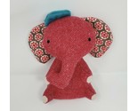 9&quot; LAND OF NOD RED ELEPHANT PATTERN EARS STUFFED ANIMAL PLUSH TOY LOVEY ... - £22.90 GBP