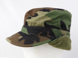 Army Issue Combat Cap BDU woodland camo w/ Neck/ear warmer XS X-small kids women - £11.83 GBP