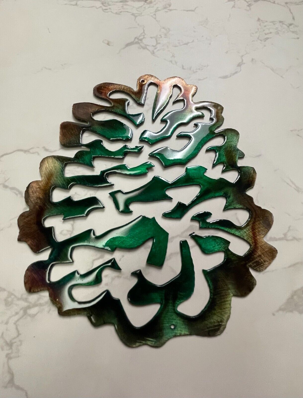 Pine Cone - Metal Wall Art - Copper Bronzed and Green Tinged 7" x 6" Item image 3