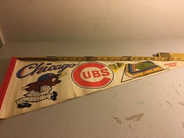 Vintage  Chicago Cubs MLB Baseball Wrigley Field Pennant - £35.38 GBP