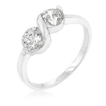 2.30Ct LC Moissanit Zwei Stein Versprechen Hochzeit Verlobung Wirbel Silberring - £130.87 GBP