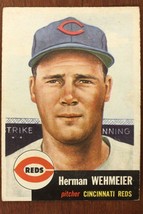 Vintage 1953 Baseball Card Topps #110 Herman Wehmeier Pitcher Cincinnati Reds - £7.35 GBP