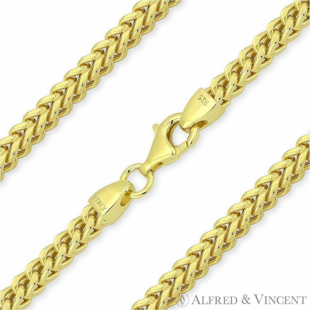 Primary image for 3.5mm Franco Lightweight Italian Chain Necklace in 925 Sterling Silver w/ 14k GP