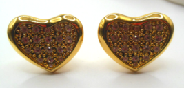 Vintage Signed NOLAN MILLER Clear Pave Rhinestone Heart Clip-on Earrings - £36.17 GBP