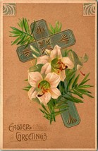 Easter Greetings Cross Flowers Art Deco Rotograph UNP DB Postcard E3 - £7.74 GBP