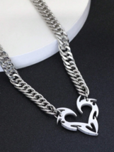 Heart Flame Cuban Chain Necklace - £9.39 GBP