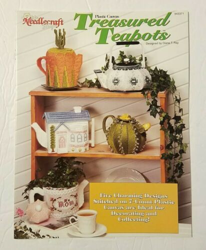 Primary image for Plastic Canvas Eclectic 3D Treasured Teapots Needlecraft Shop Pattern Book NEW